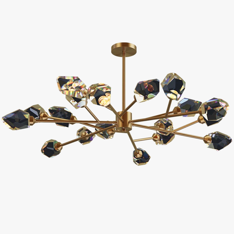lustre en cristal et cuivre style art déco design moderne
