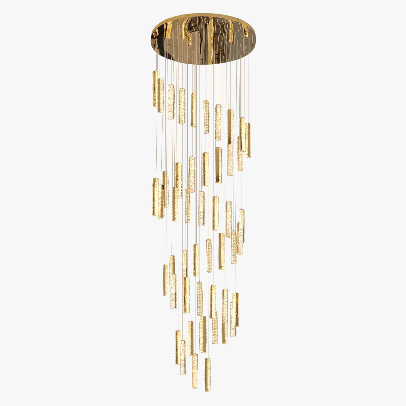 lustre en cristal led doré pour éclairage intérieur élégant et raffiné