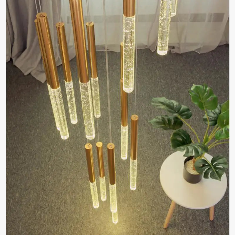 lustre en cristal led pour escalier moderne éclairage décoratif élégant