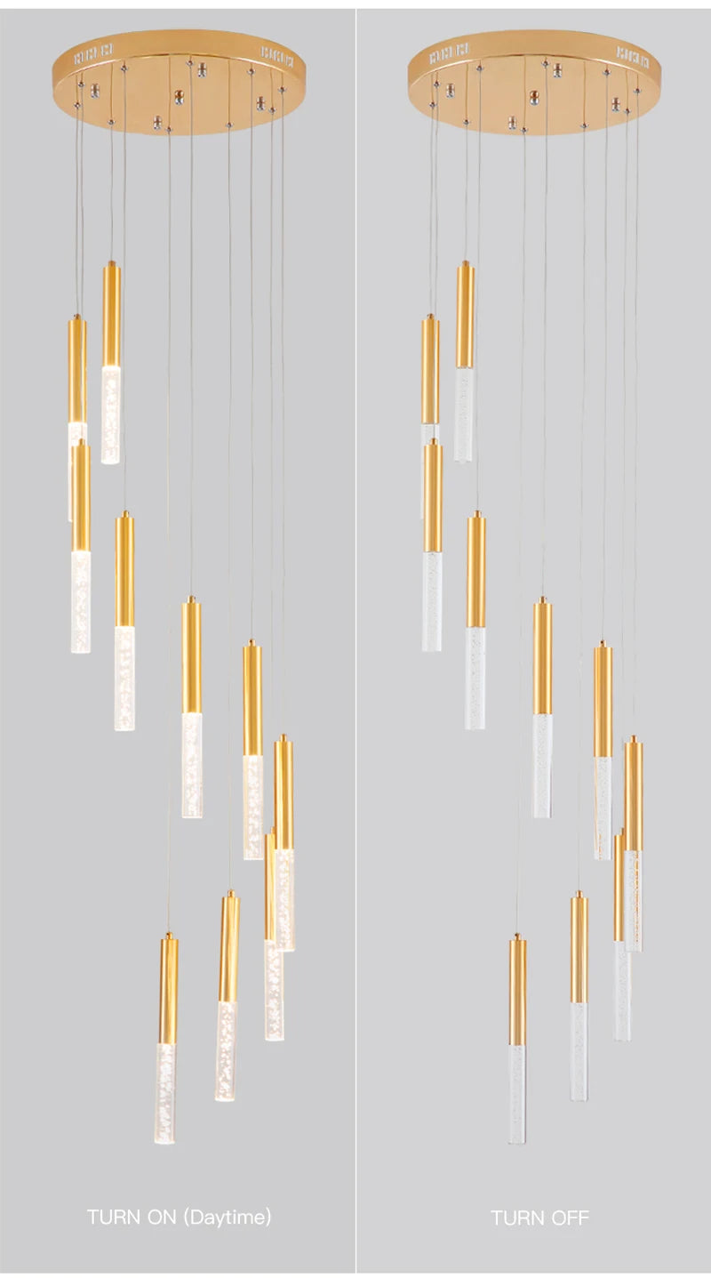 lustre en cristal led pour escalier moderne éclairage décoratif élégant