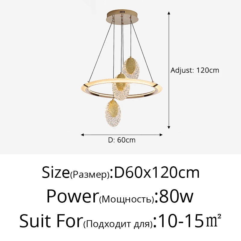 lustre en cristal lumineux moderne pour décoration intérieure élégante