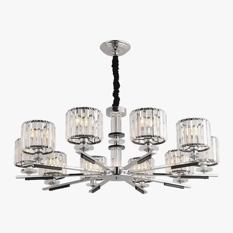 lustre en cristal luxe nordique éclairage métal chromé verre transparent