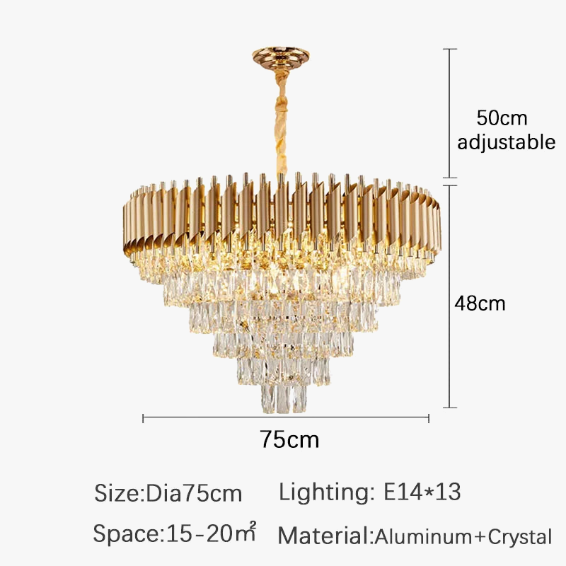 lustre en cristal luxueux avec éclairage led pour intérieur