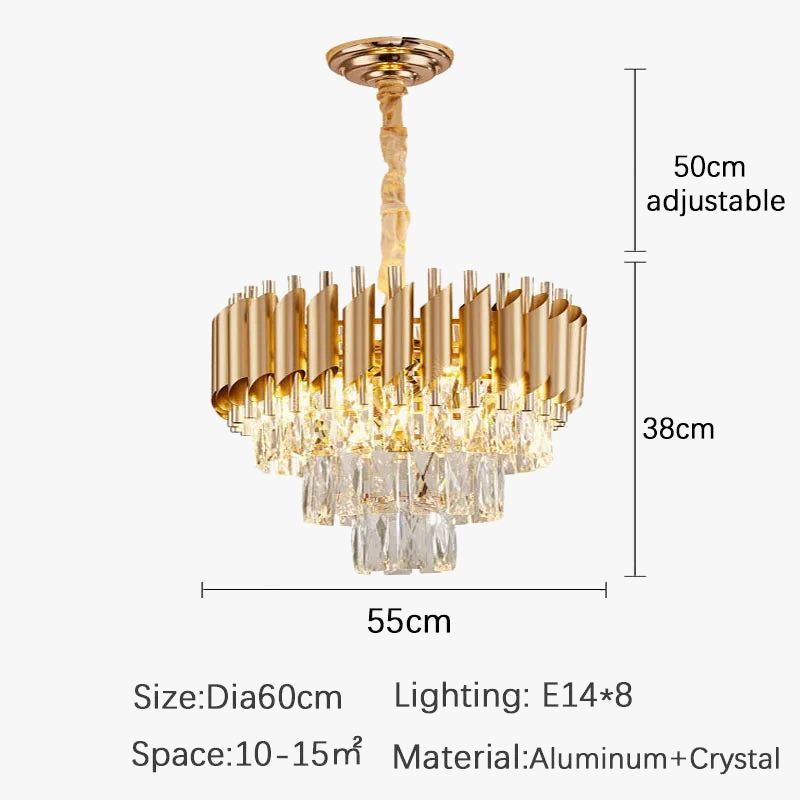 lustre en cristal luxueux avec éclairage led pour intérieur