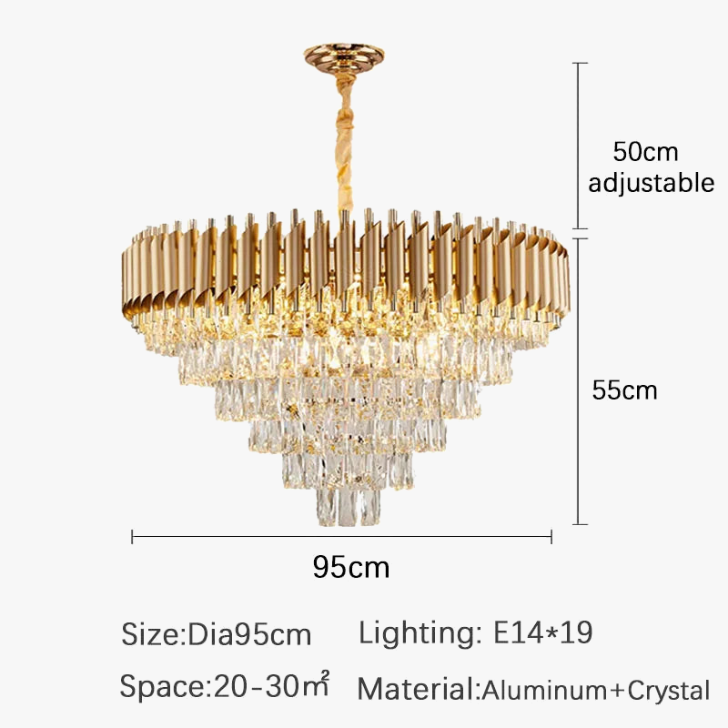 lustre en cristal luxueux avec éclairage led pour intérieur