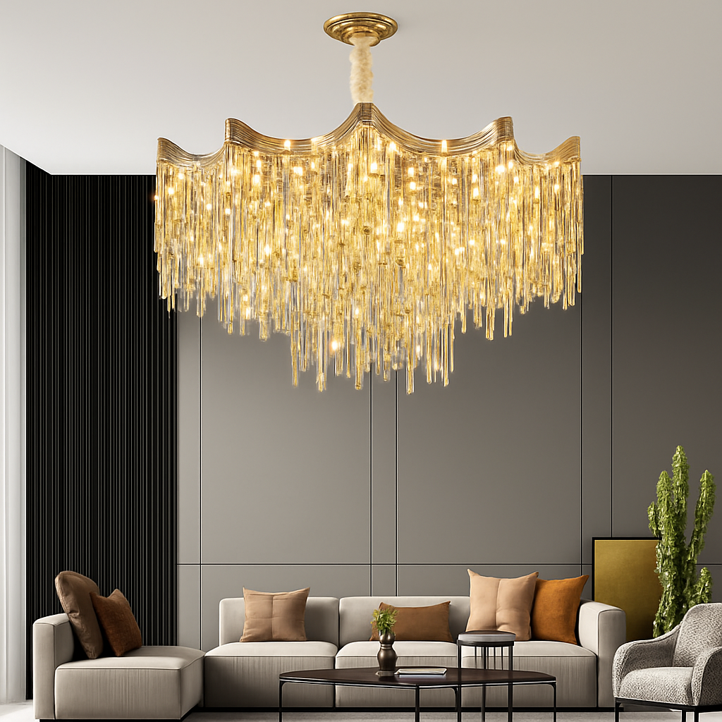 lustre en cristal moderne à 7 niveaux pour décoration intérieure
