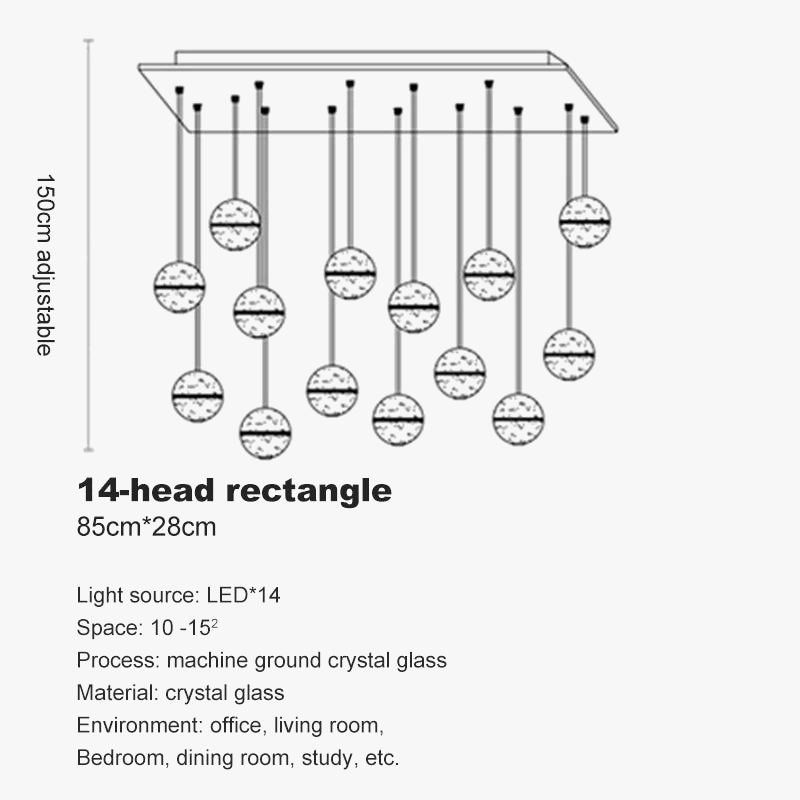lustre en cristal moderne avec boule tournante led suspendue