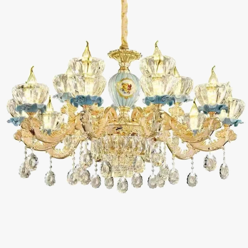 lustre en cristal moderne avec éclairage suspendu en métal