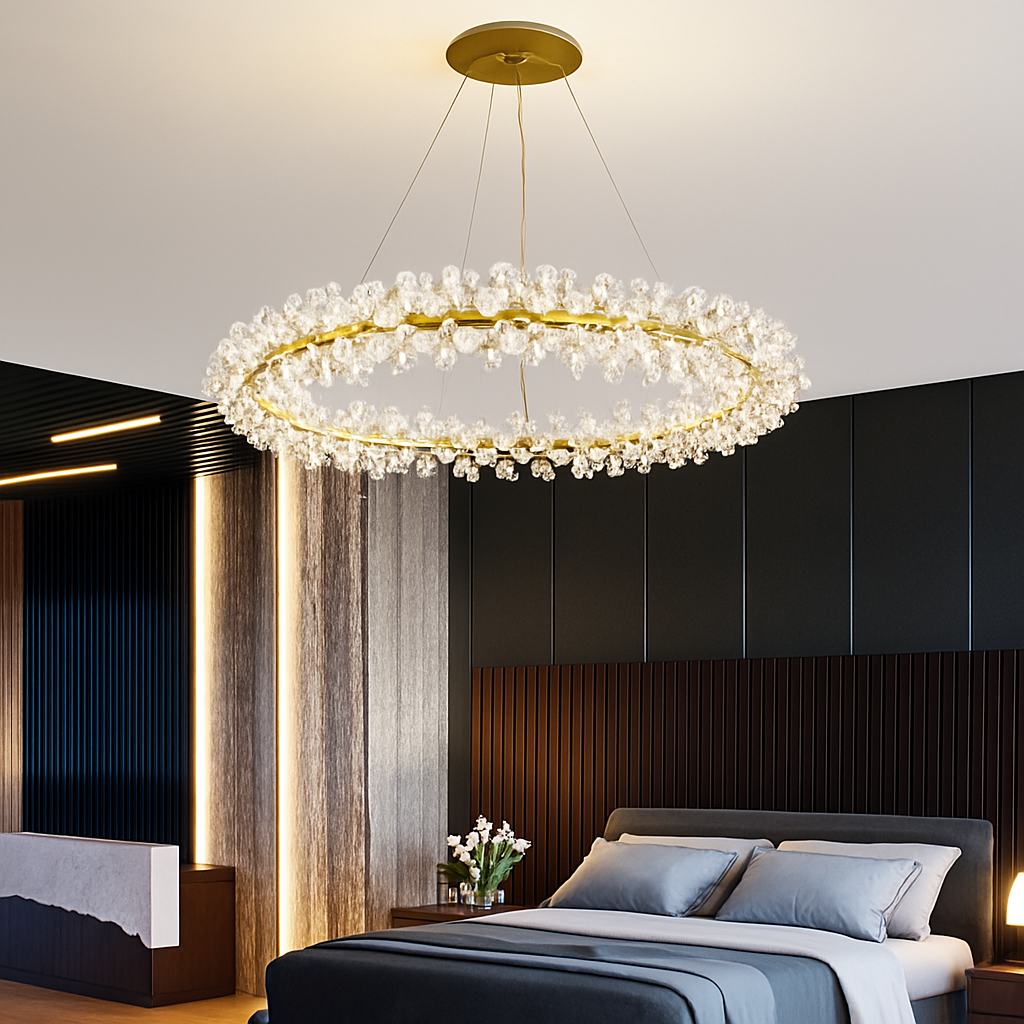lustre en cristal moderne design créatif lumineux pour intérieur élégant