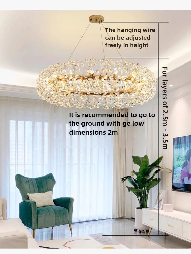 lustre en cristal moderne en forme de pissenlit créatif et atmosphérique