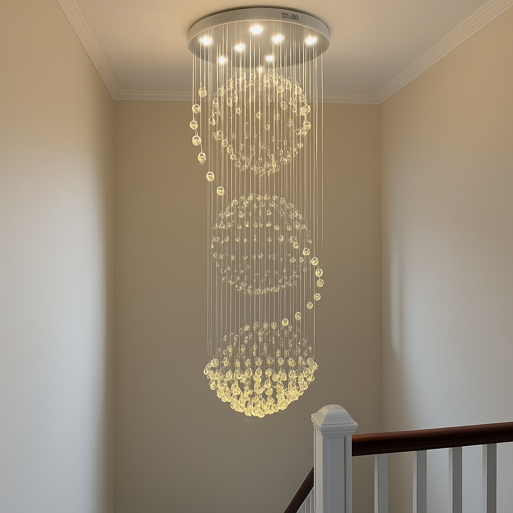 lustre 	 en cristal moderne led boule spirale goutte de pluie k9