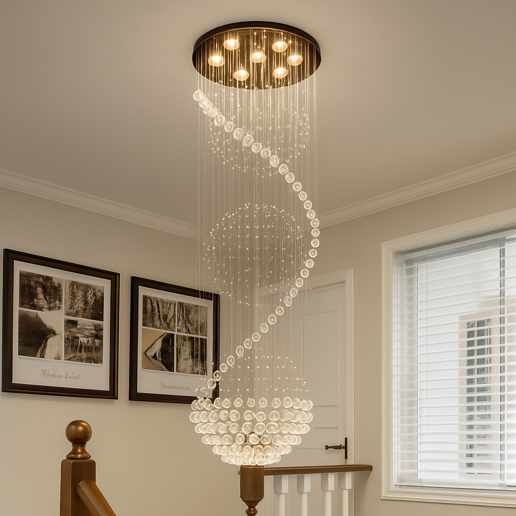 lustre 	 en cristal moderne led boule spirale goutte de pluie k9