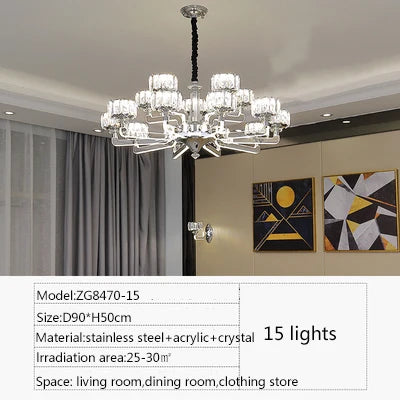 lustre en cristal moderne luxe pour décoration intérieure élégante