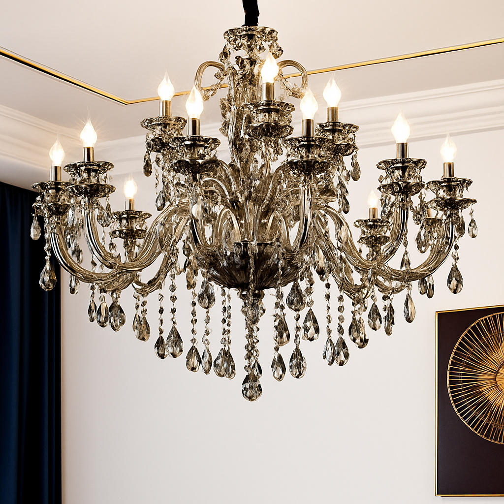 lustre en cristal moderne pour éclairage d'ambiance élégante
