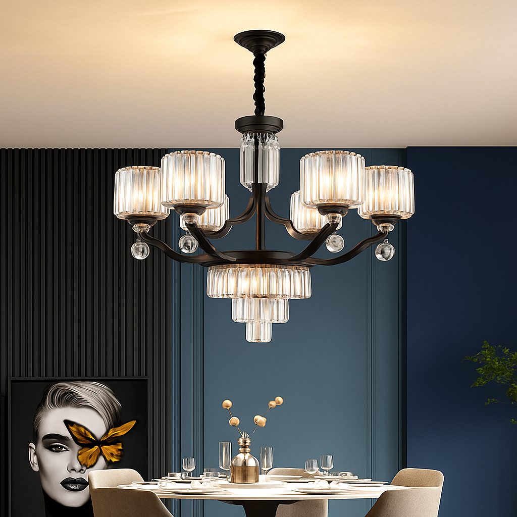 lustre en cristal moderne pour éclairage intérieur élégant