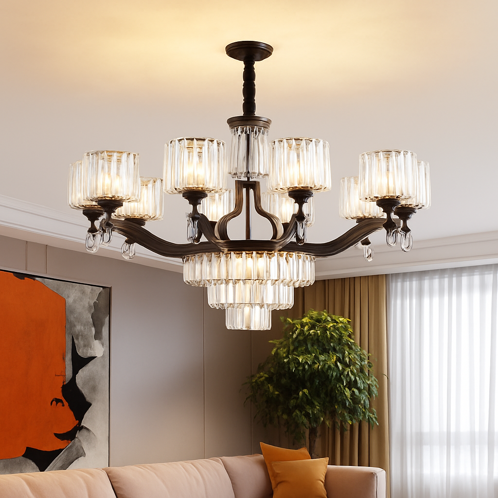 lustre en cristal moderne pour éclairage intérieur élégant