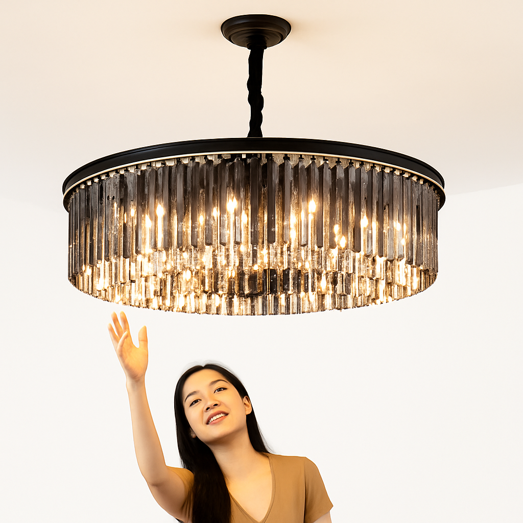 lustre en cristal moderne pour décoration contemporaine de luxe