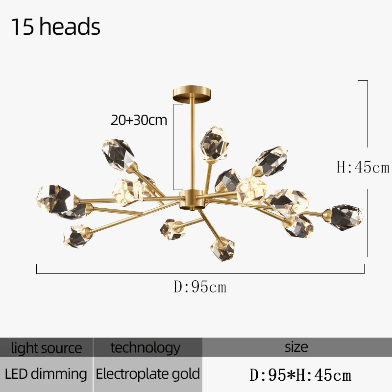 lustre en cristal moderne pour décoration intérieure élégante et luxueuse