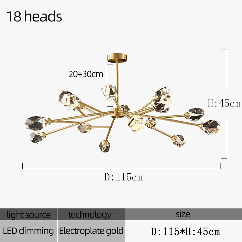 lustre en cristal moderne pour décoration intérieure élégante et luxueuse