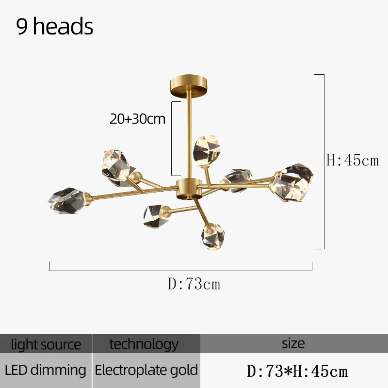 lustre en cristal moderne pour décoration intérieure élégante et luxueuse