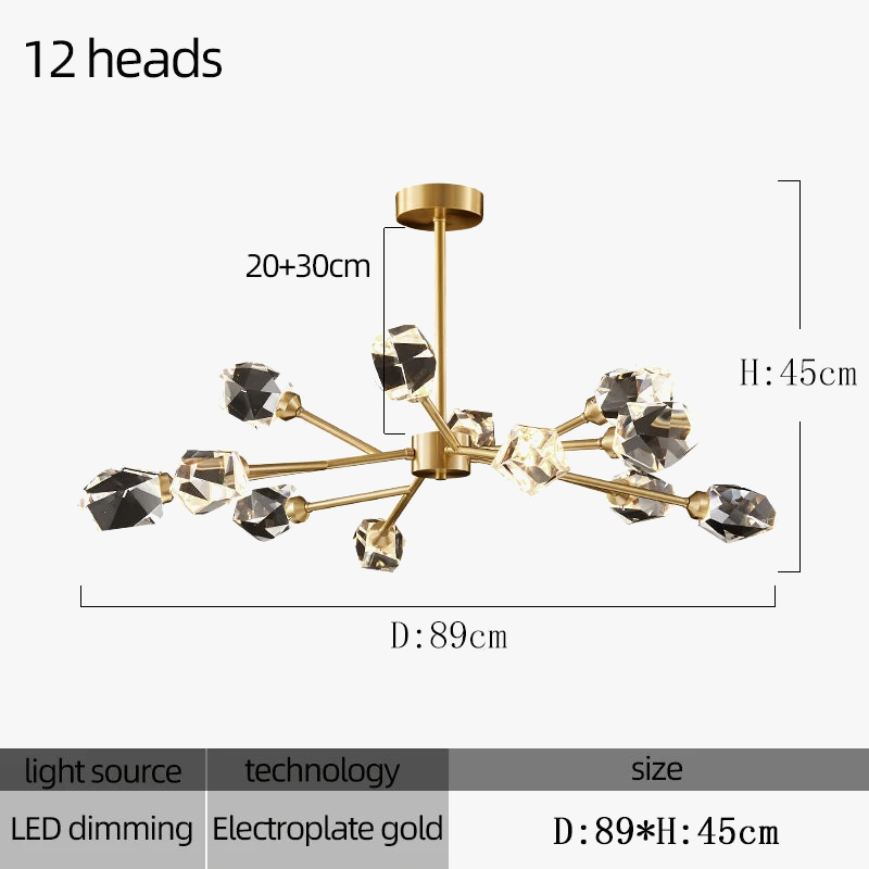 lustre en cristal moderne pour décoration intérieure élégante et luxueuse
