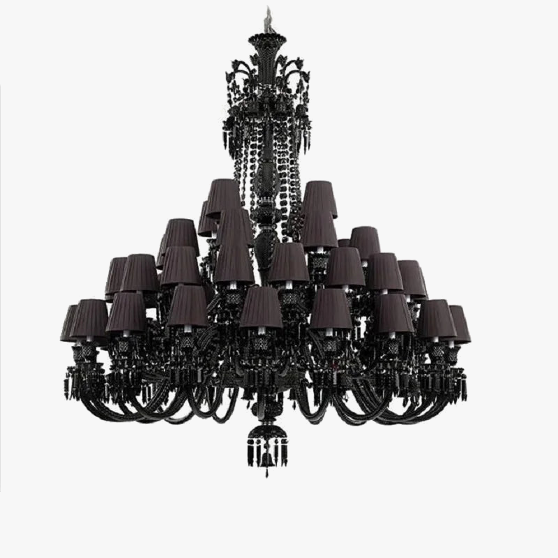 lustre en cristal noir européen avec lampe à bougie à led
