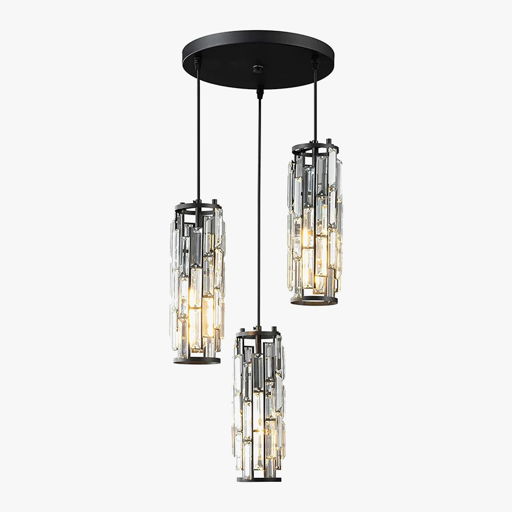 lustre en cristal noir à trois têtes pour restaurant et cuisine