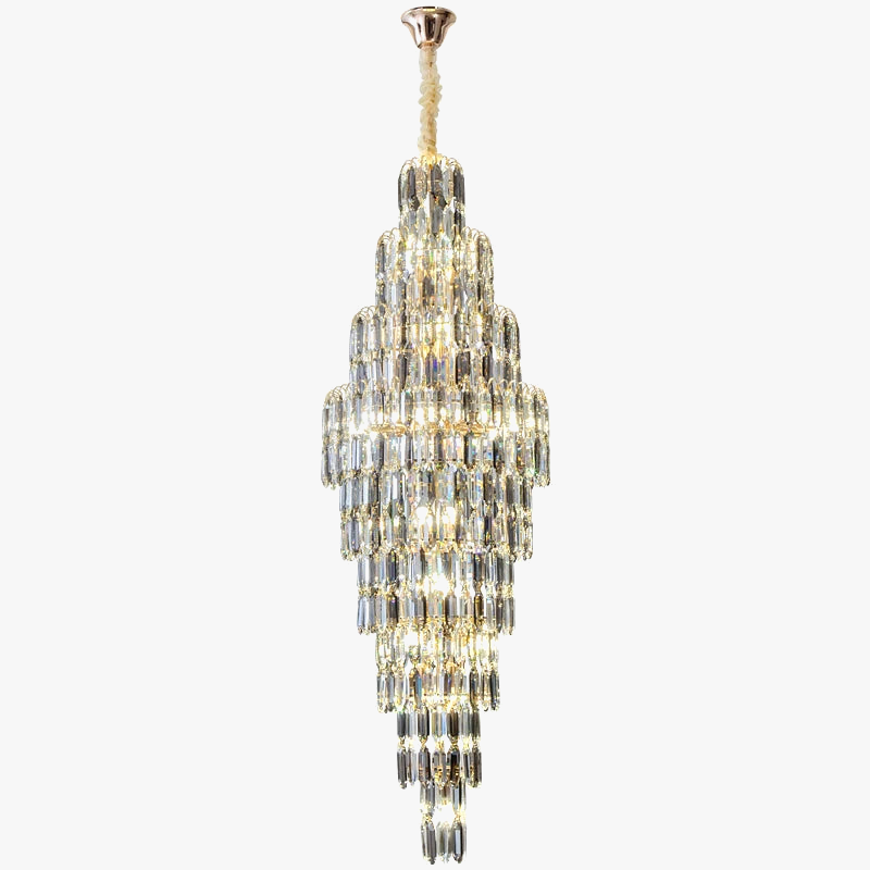 lustre en cristal pour escalier et halls d'hôtel
