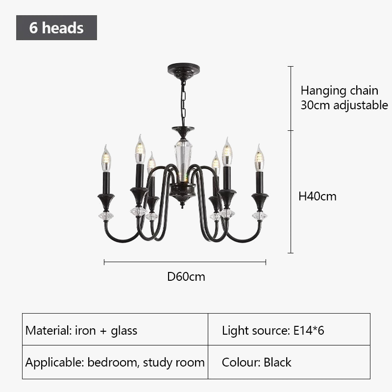 lustre en cristal rétro au design élégant pour éclairage intérieur