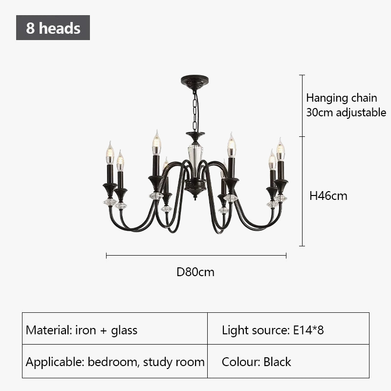 lustre en cristal rétro au design élégant pour éclairage intérieur