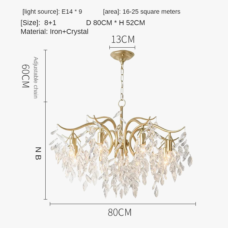 lustre en cristal rétro français style américain pour ambiance romantique