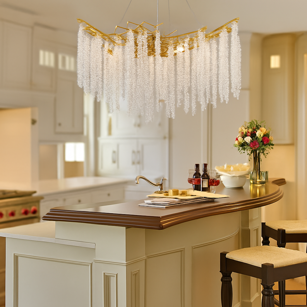 lustre en cristal rond de luxe pour intérieur élégant