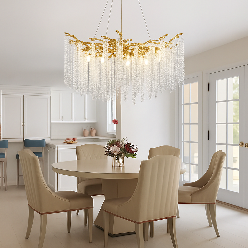 lustre en cristal rond de luxe pour intérieur élégant