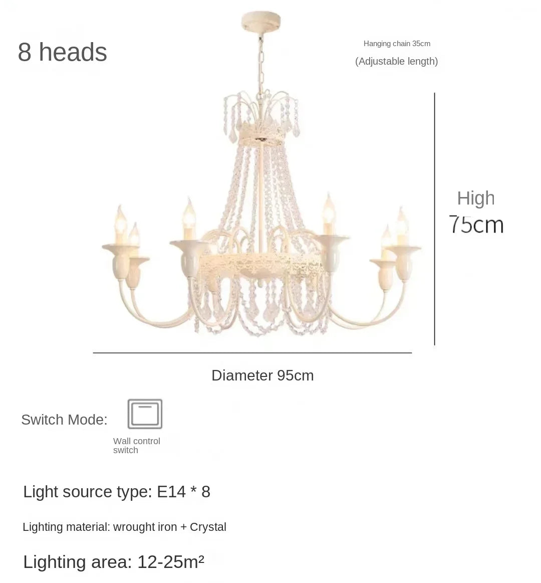 lustre en cristal style français pour chambre de princesse