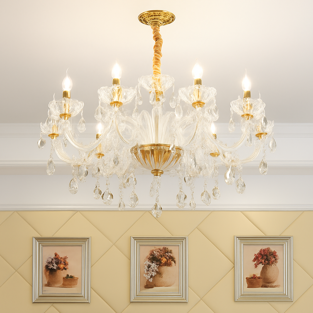 lustre en cristal transparent européen pour un éclairage luxueux