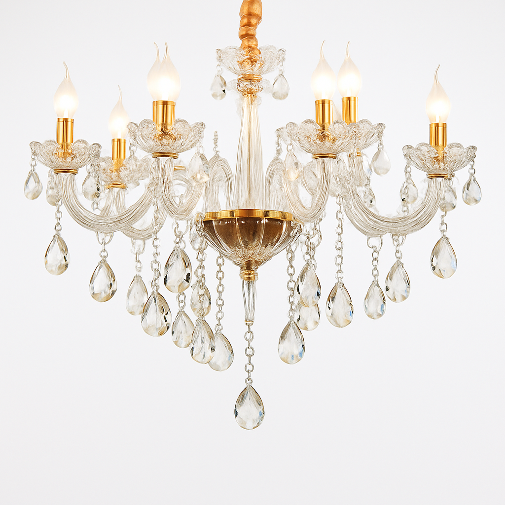 lustre en cristal transparent européen pour un éclairage luxueux