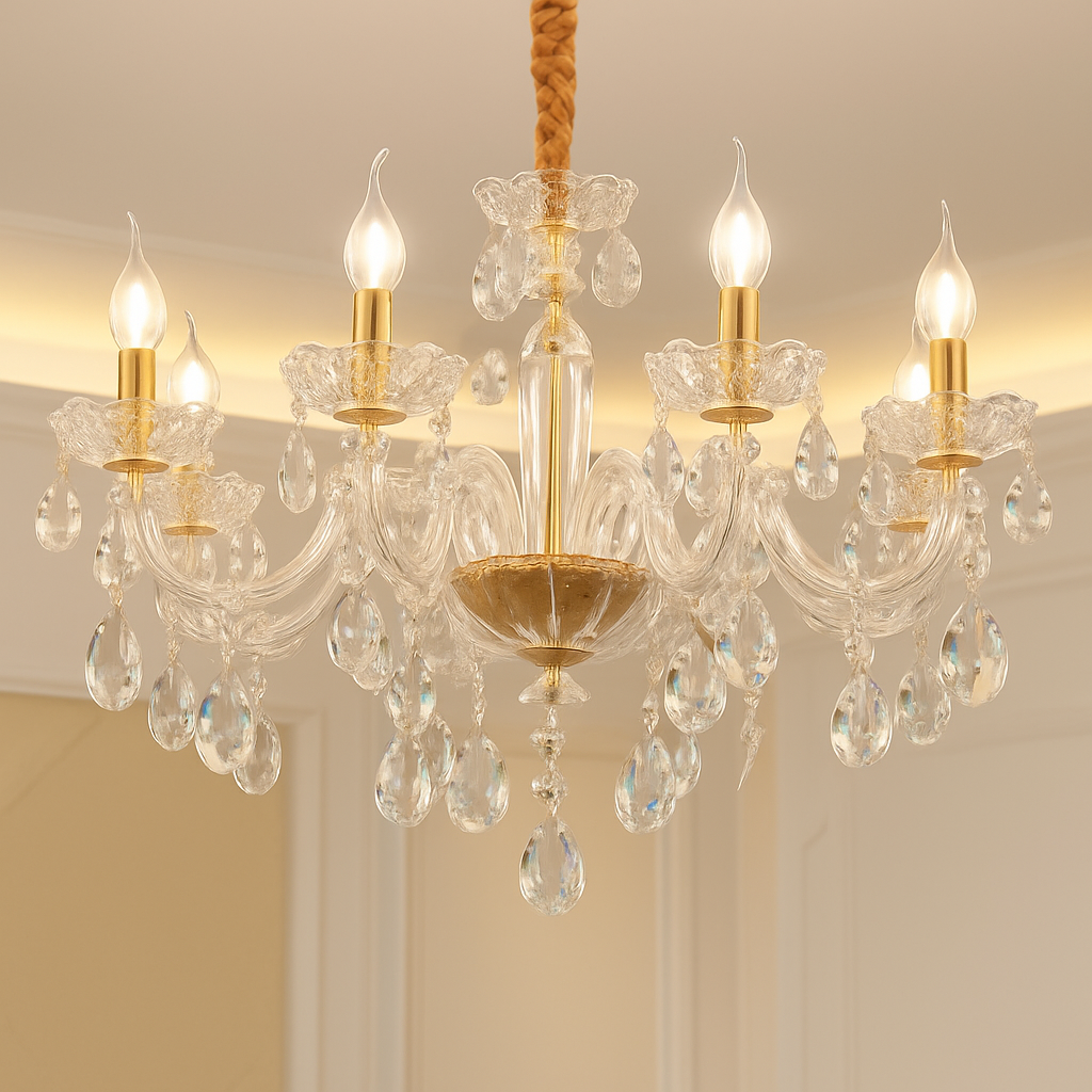 lustre en cristal transparent européen pour un éclairage luxueux