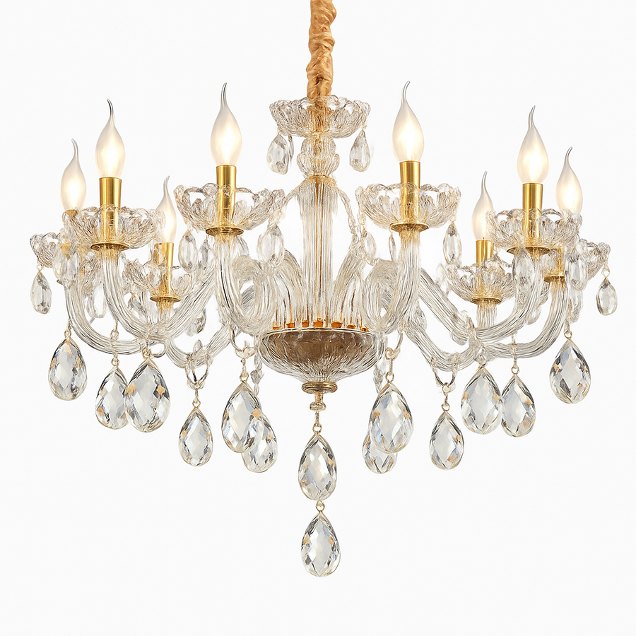 lustre en cristal transparent européen pour un éclairage luxueux