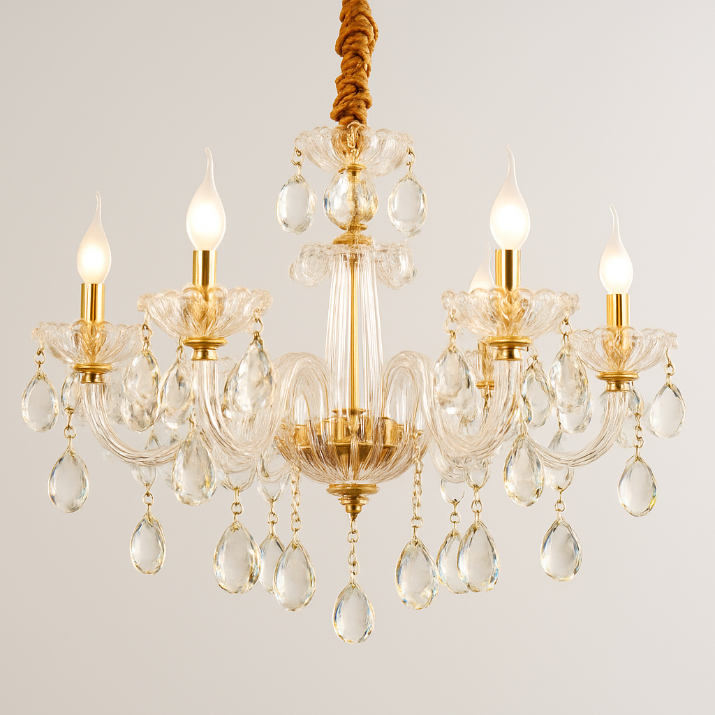 lustre en cristal transparent européen pour un éclairage luxueux