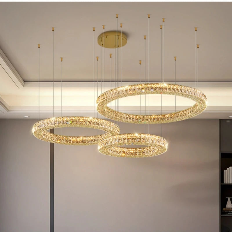 lustre en cristal transparent à led pour décoration intérieure moderne