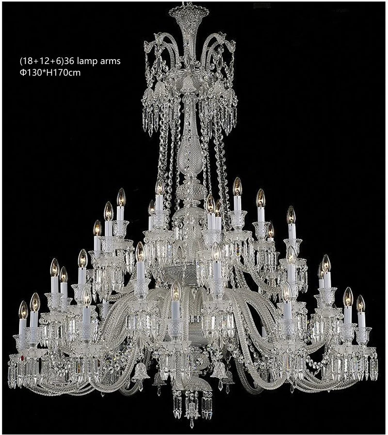 lustre en cristal transparent pour un éclairage élégant et raffiné