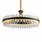 lustre en cuir led cristal luxueux rond suspendu moderne