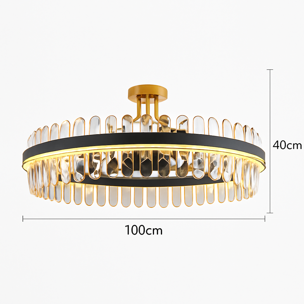 lustre en cuir led cristal luxueux rond suspendu moderne
