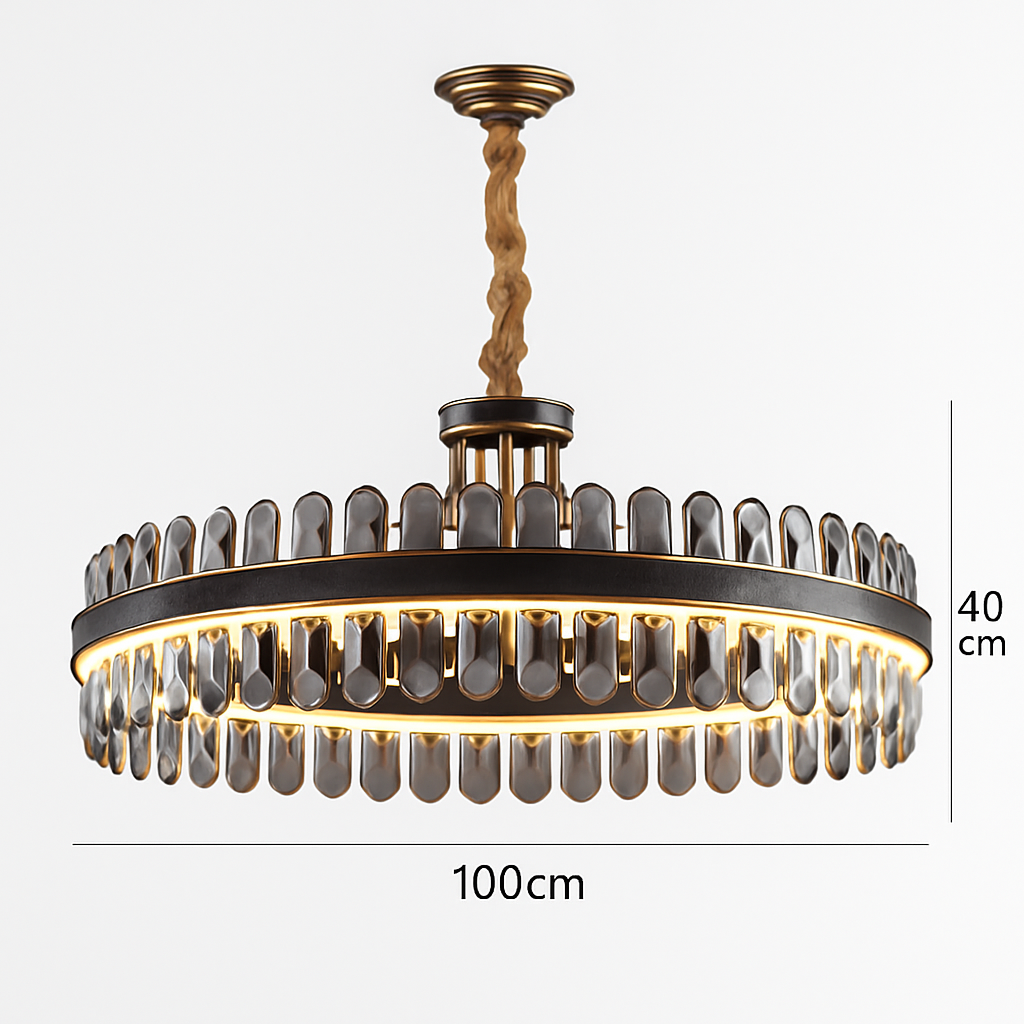 lustre en cuir led cristal luxueux rond suspendu moderne