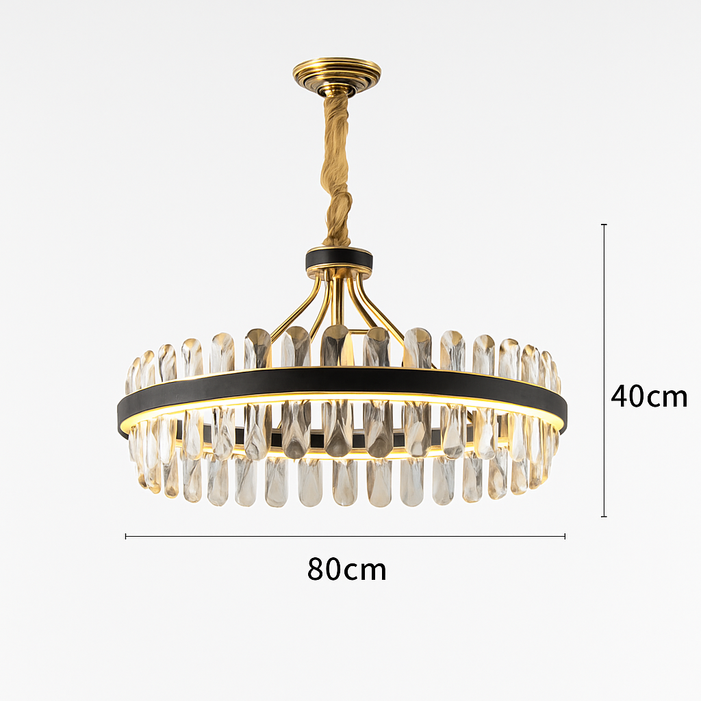 lustre en cuir led cristal luxueux rond suspendu moderne