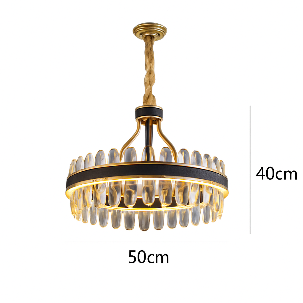 lustre en cuir led cristal luxueux rond suspendu moderne