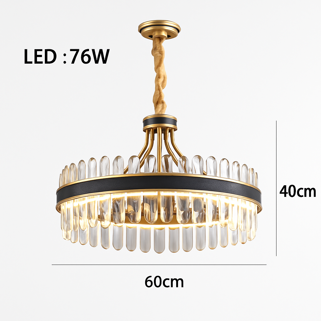 lustre en cuir led cristal luxueux rond suspendu moderne