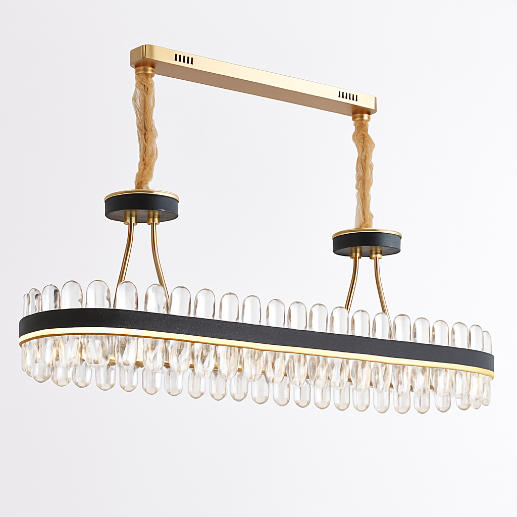 lustre en cuir led cristal luxueux rond suspendu moderne