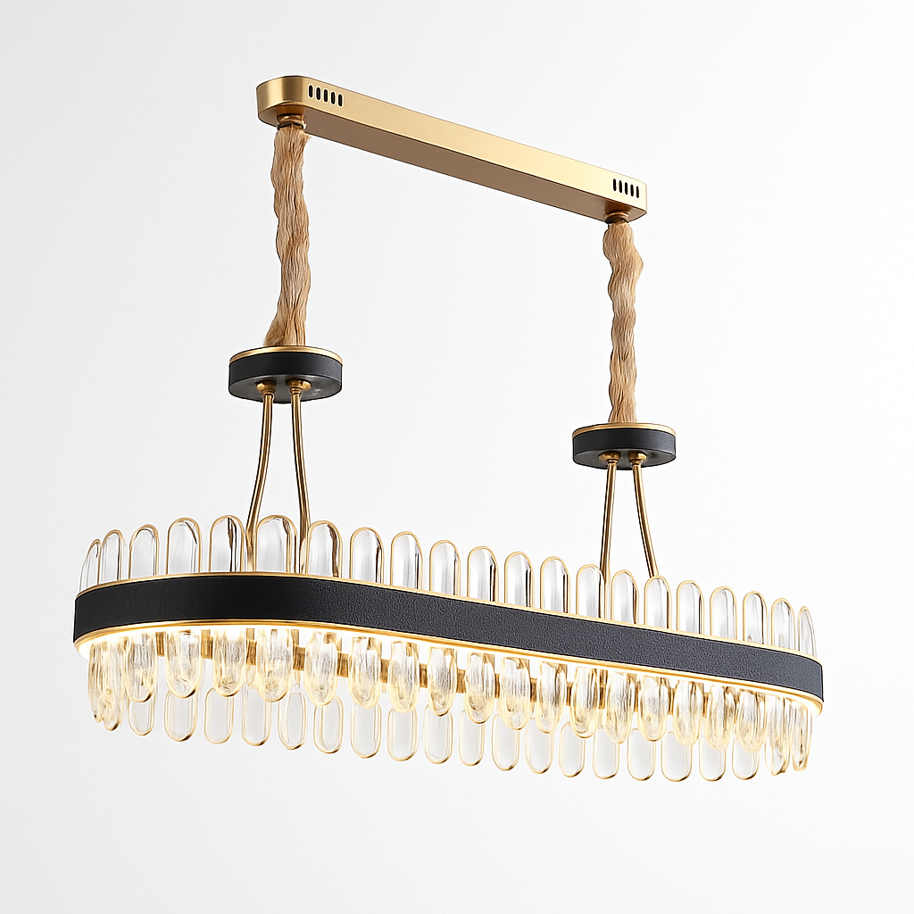 lustre en cuir led cristal luxueux rond suspendu moderne