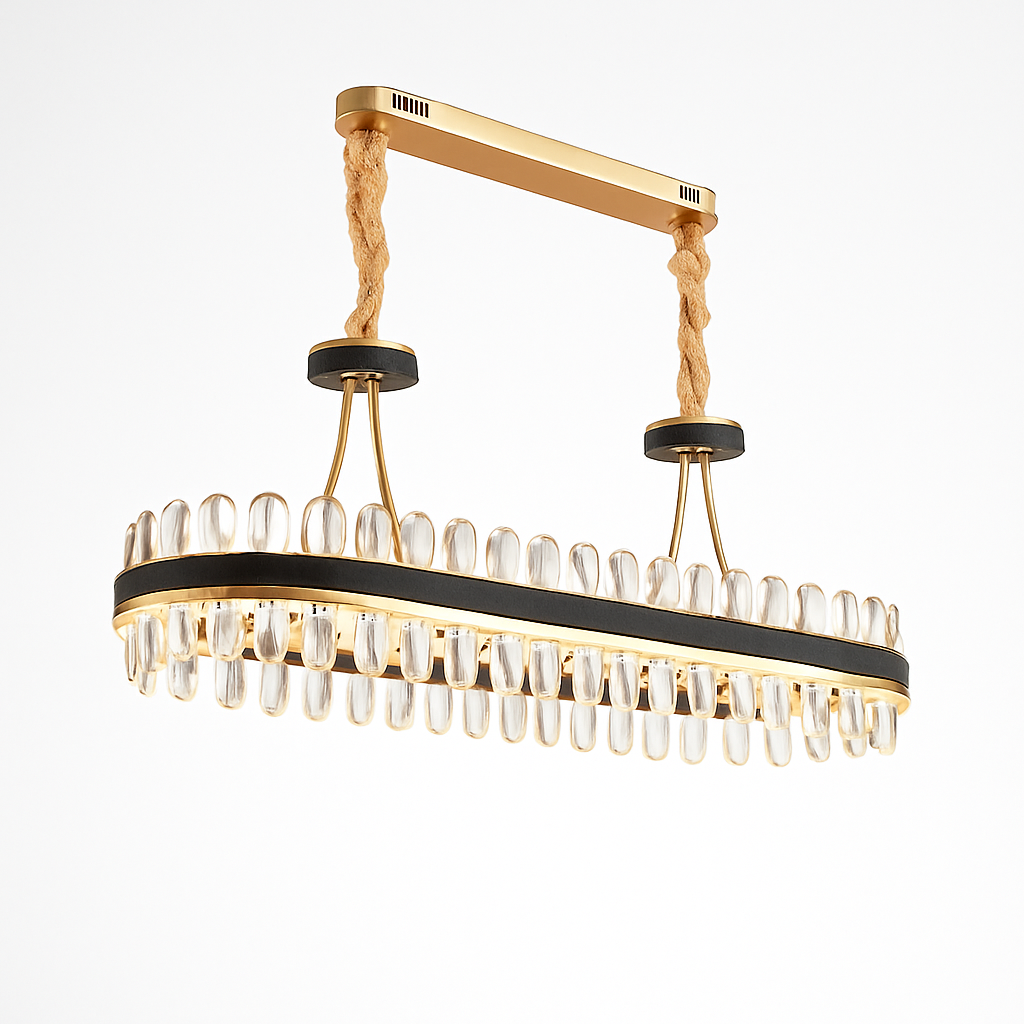 lustre en cuir led cristal luxueux rond suspendu moderne